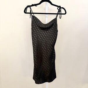Altar’d State Black Polka Dot Slip Dress with Tie Straps XS